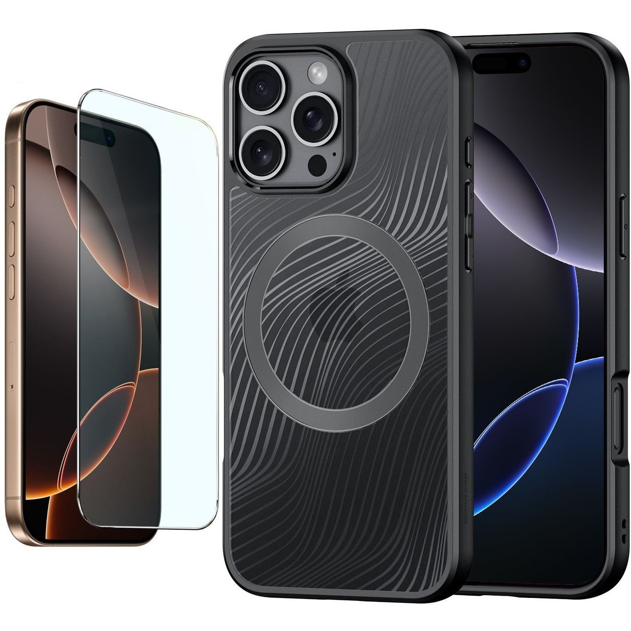 Etui DUX DUCIS MagSafe Aimo | Clear Black + SZKŁO do Apple iPhone 16 Pro |