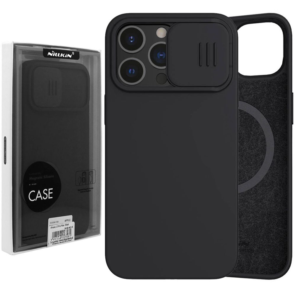 Etui NILLKIN Silky CamShield Magnetic | Czarne do Apple iPhone 13 Pro