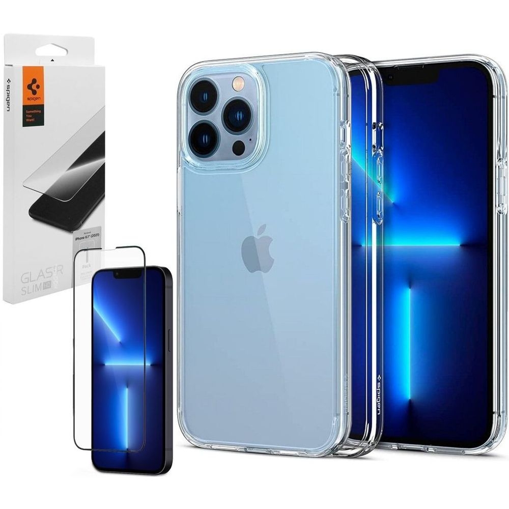 Etui SPIGEN Ultra Hybrid | Crystal Clear + SZKŁO Spigen do Apple iPhone 13 Pro