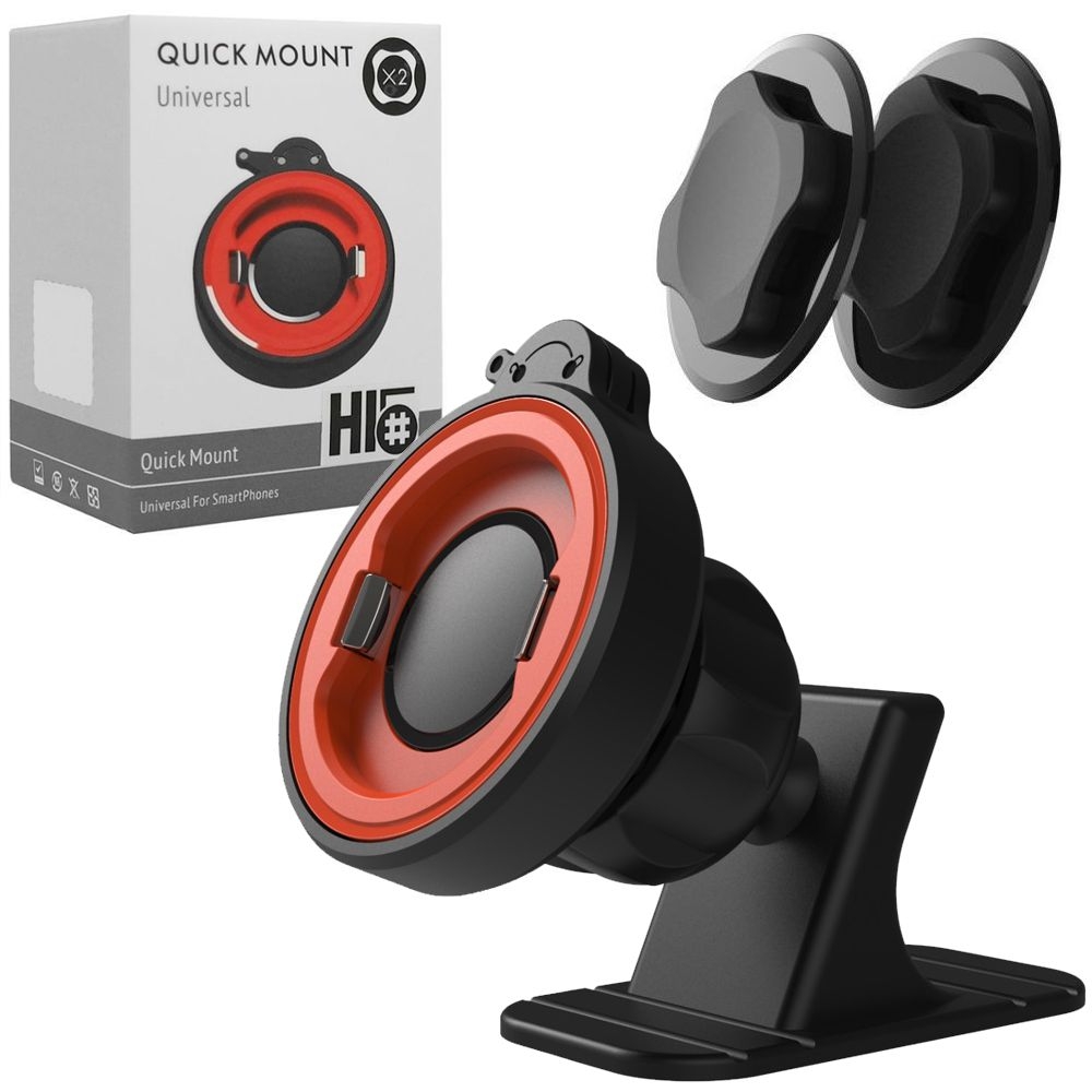 Hi5 Quick Mount Car Dash Mount | Uchwyt do Deski Rozdzielczej + 2x Adapter
