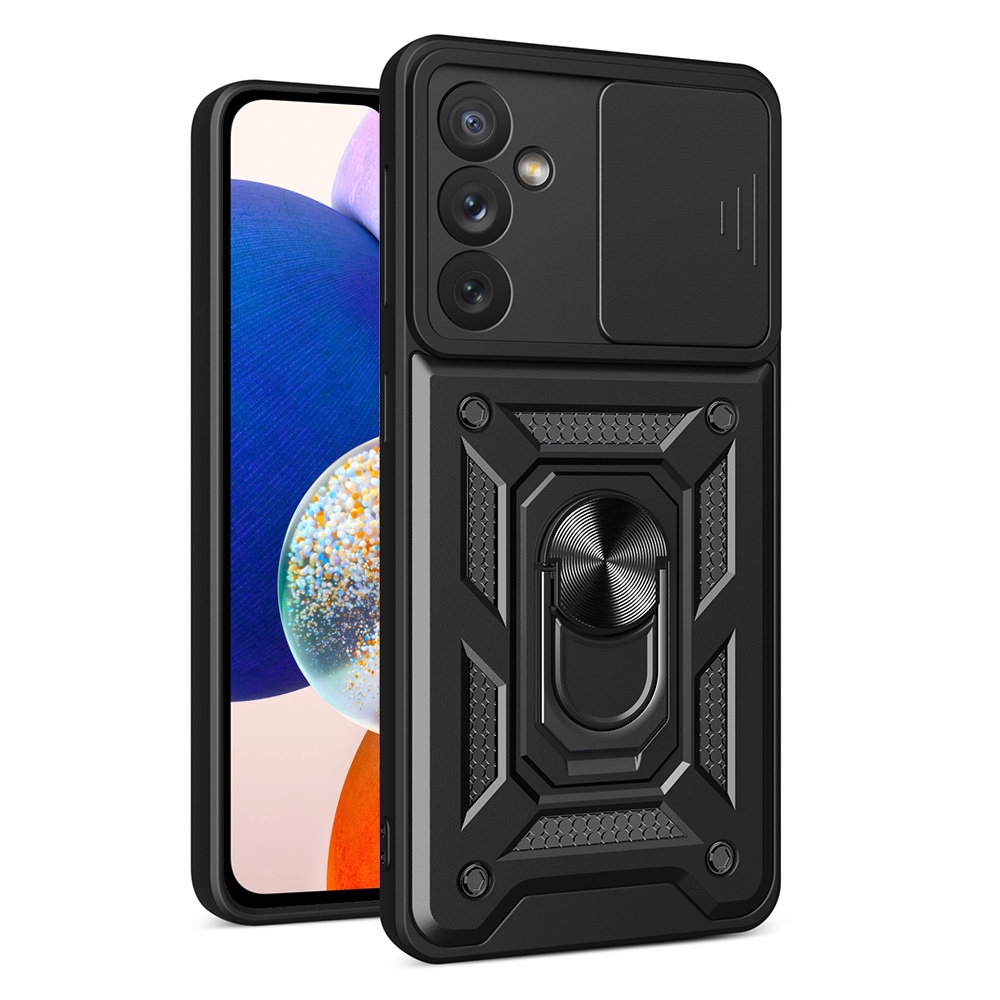 Hybrydowe Etui Ring Camshield | Czarne do Samsung Galaxy A14 4G / 5G