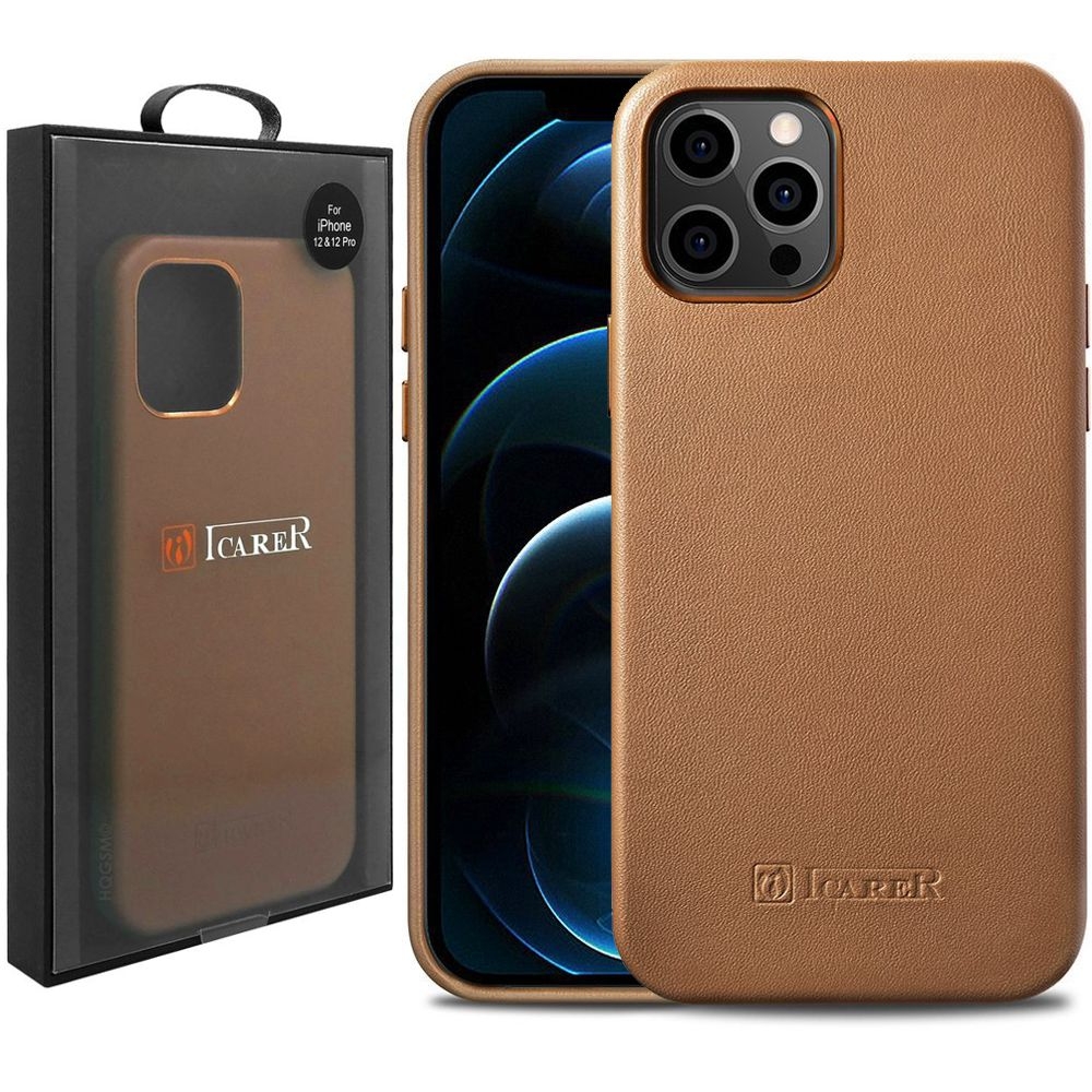 Skórzane Etui iCarer MagSafe Leather Case do Apple iPhone 12/12 Pro