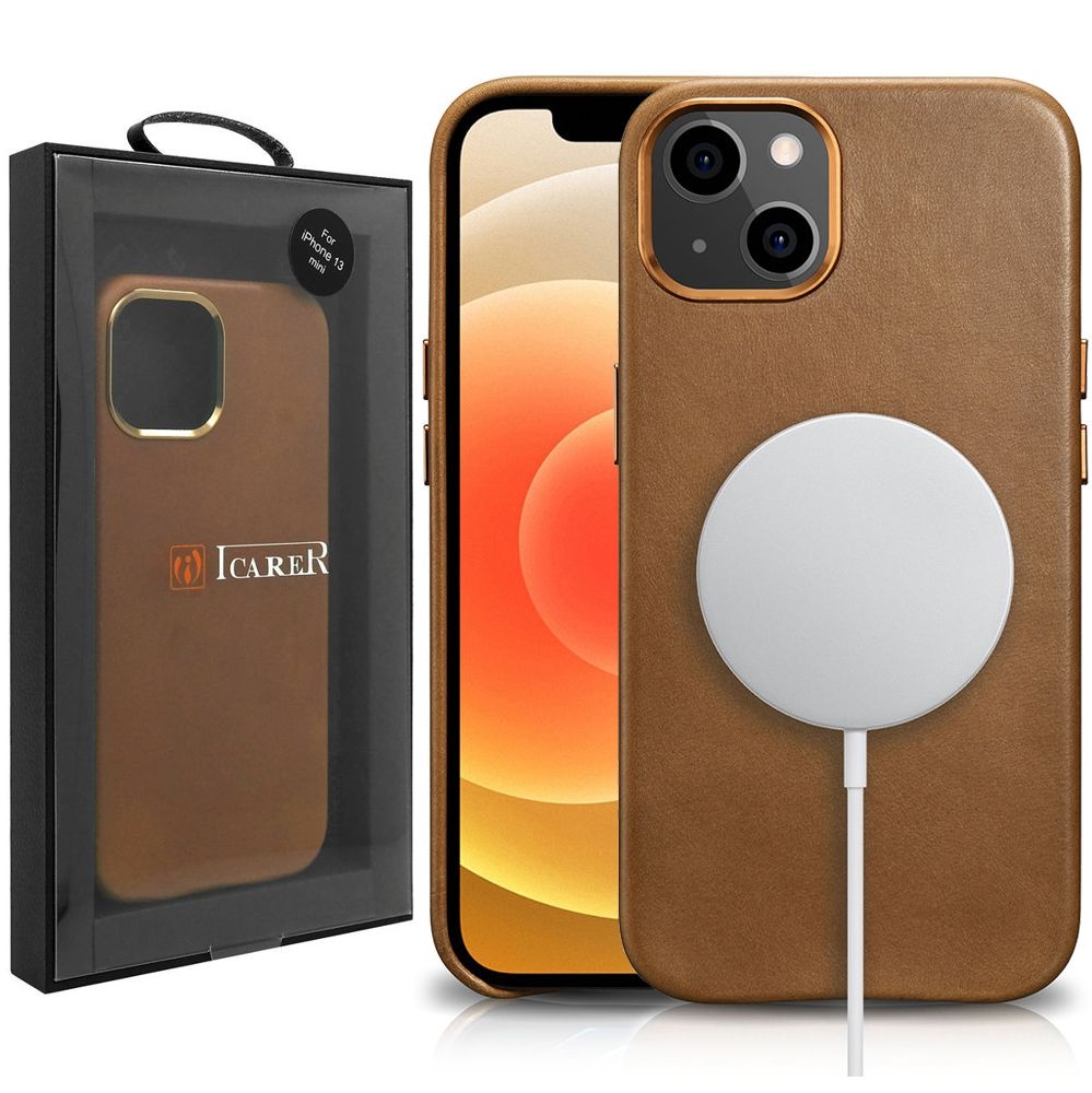 Skórzane Etui iCarer MagSafe Case do Apple iPhone 13 Mini