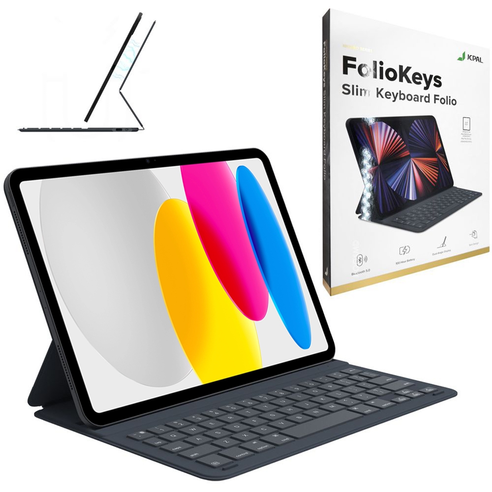 JcPal FolioKeys | Magnetyczne Etui z Klawiaturą Bluetooth | Grafit do Apple iPad 10.9 2022 10th gen