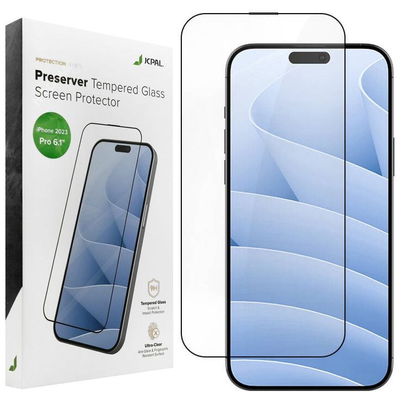 JCPAL Preserver Glass | SZKŁO Hartowane na Cały Ekran do Apple iPhone 15 Pro |