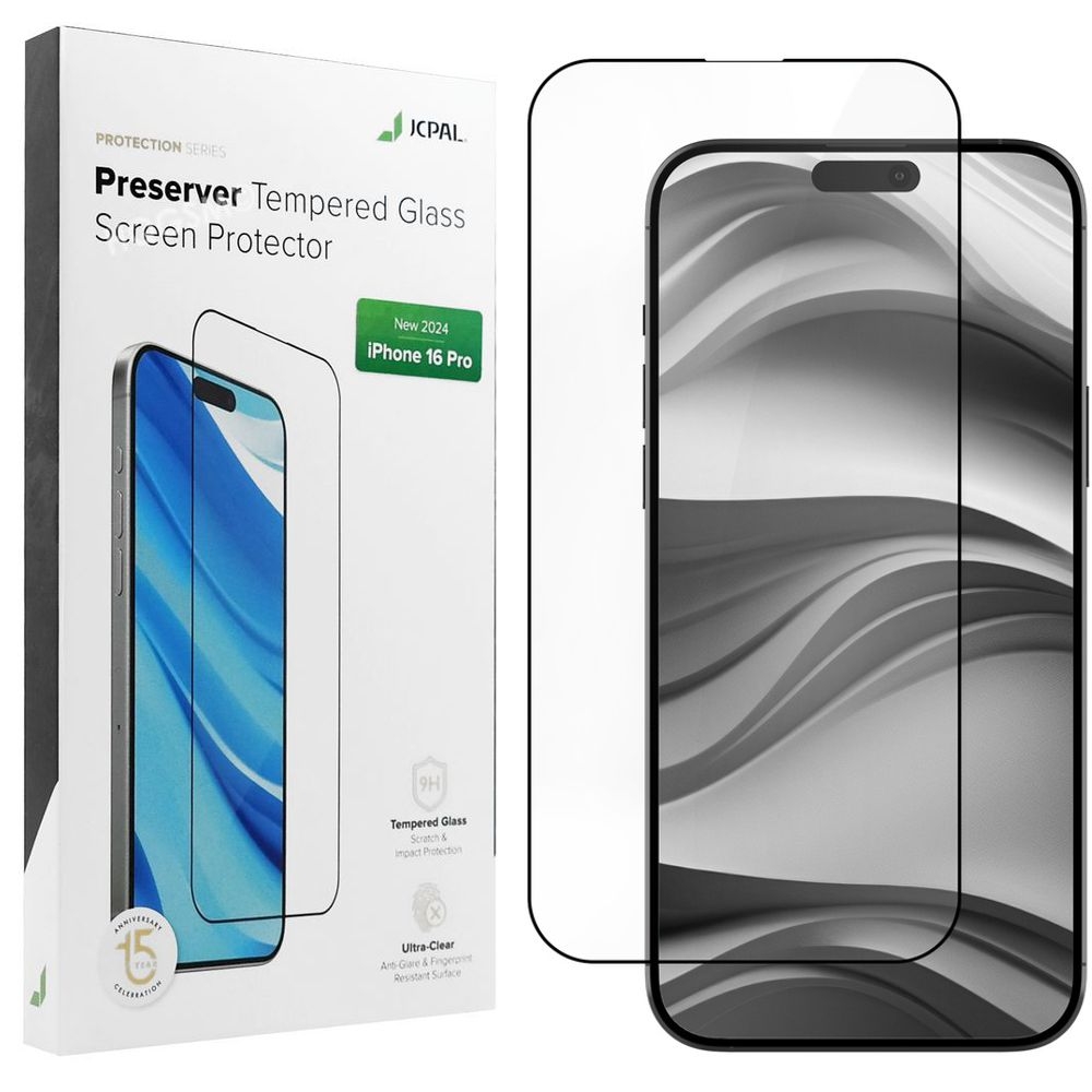 JCPAL Preserver Glass | SZKŁO Hartowane na Cały Ekran do Apple iPhone 16 Pro |