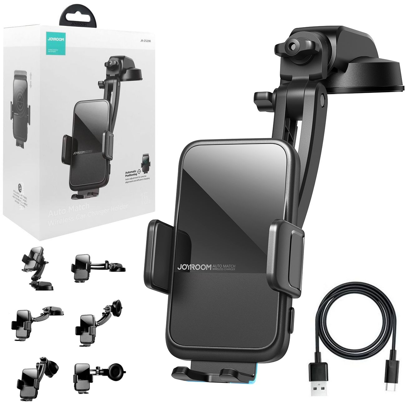 JoyRoom | Automatyczny Samochodowy Uchwyt Indukcyjny 15W | Do Deski i Szyby