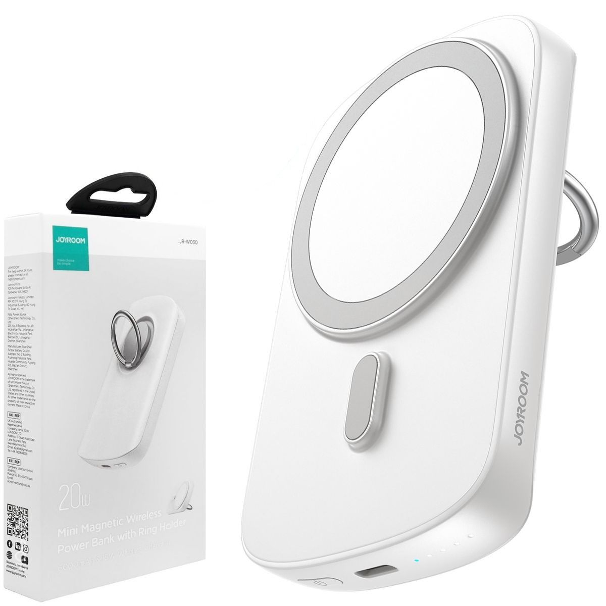 Joyroom Battery Pack | Mini PowerBank MagSafe USB-C z Ringiem | 6000mAh 20W
