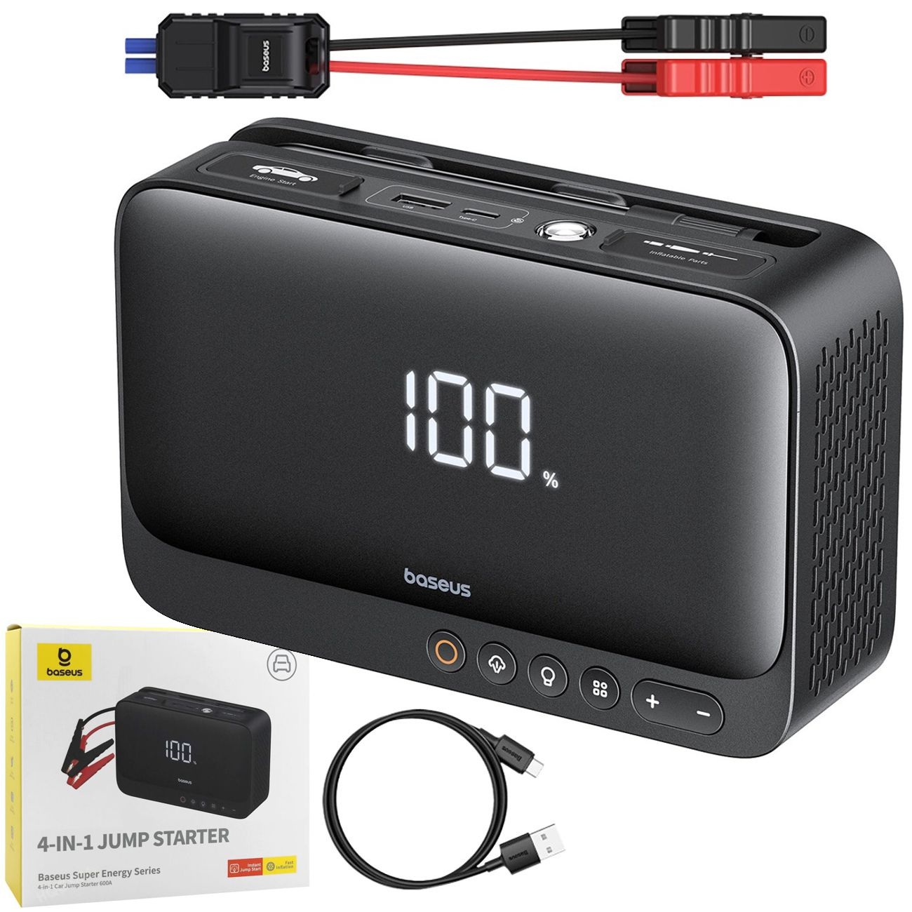 Baseus 4w1 | Power Bank 6000mAh + Jump Starter 600A + Kompresor Samochodowy 150PSI +Latarka