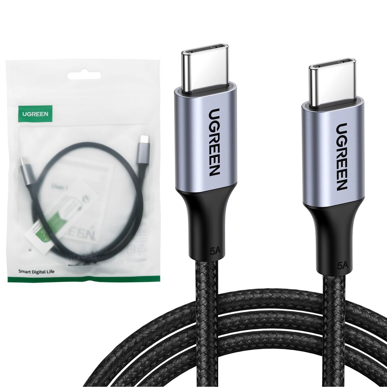 Ugreen | Szybki Kabel USB-C w Oplocie | PD QC 4.0 100W 5A | 50cm