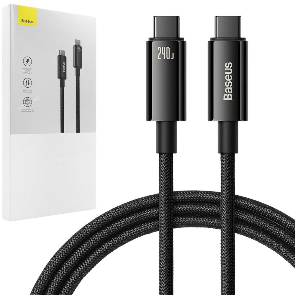Baseus Tungsten | Kabel USB-C na USB-C 240W Power Delivery 3.1 w Oplocie | 300cm
