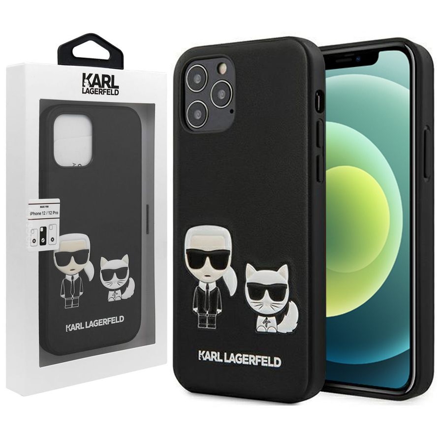 Etui Karl Lagerfeld HardCase Ikonik | Karl &#038; Choupette | Black do Apple iPhone 12 / Pro