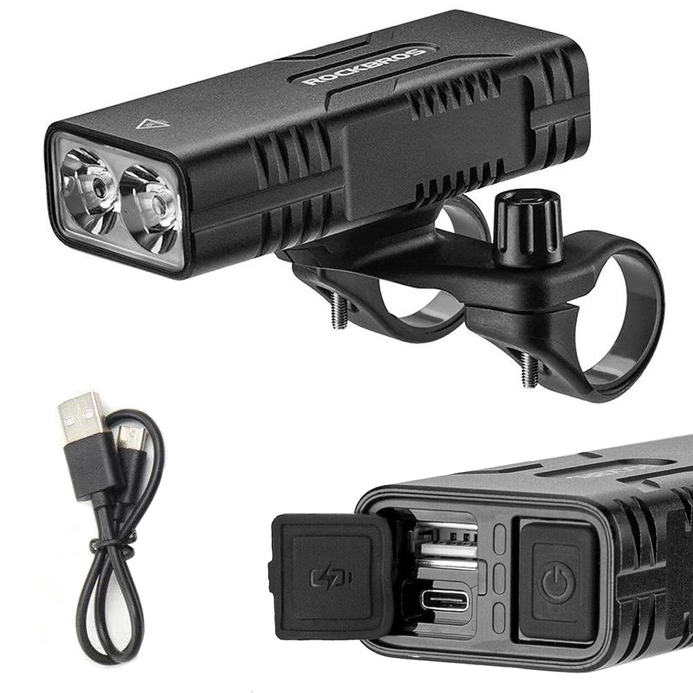 RockBros | Lampka Rowerowa Przednia + Powerbank 10000mAh | 850lm IPX6 USB-C USB
