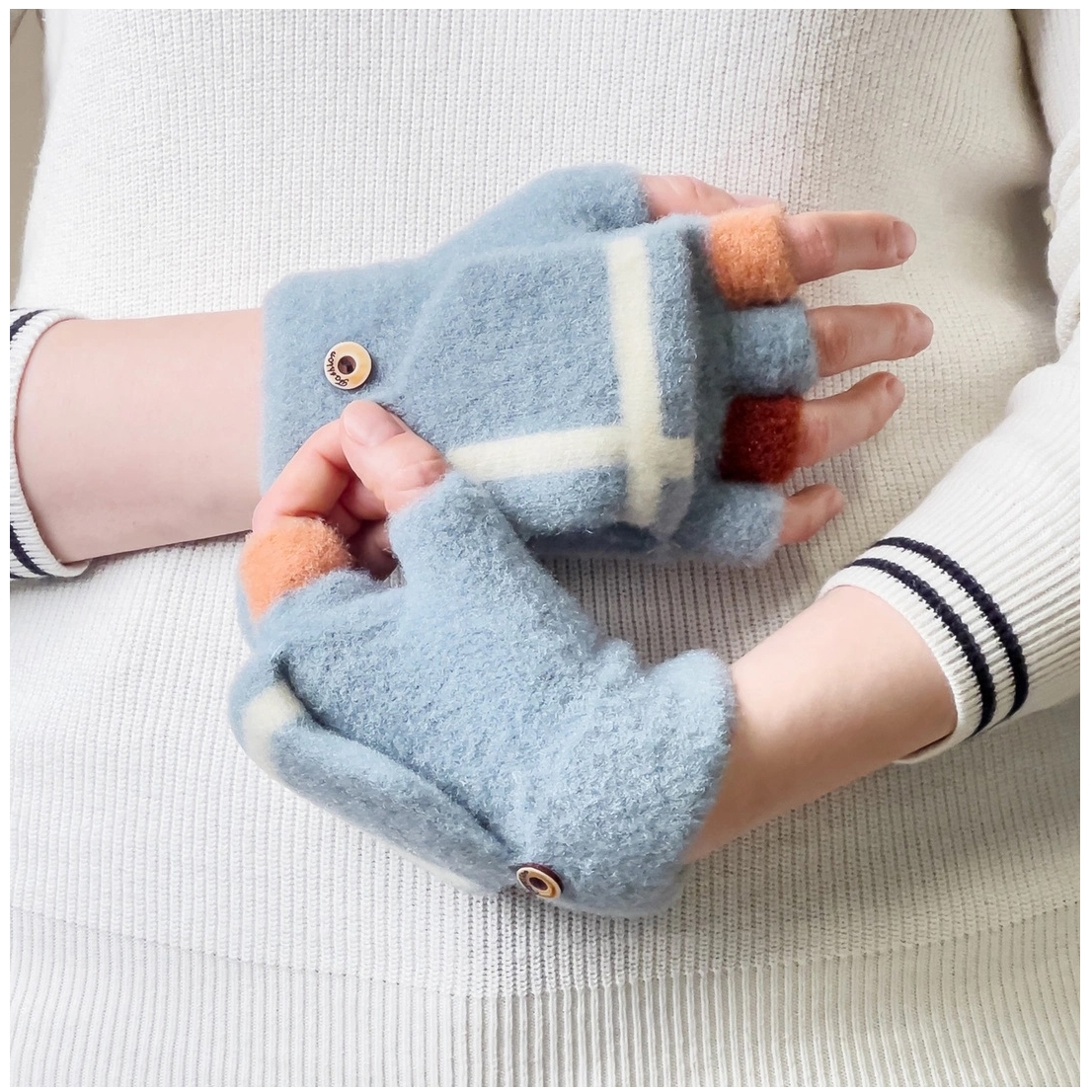 Zimowe Rękawiczki Damskie Mitenki bez Palców do Smartfona