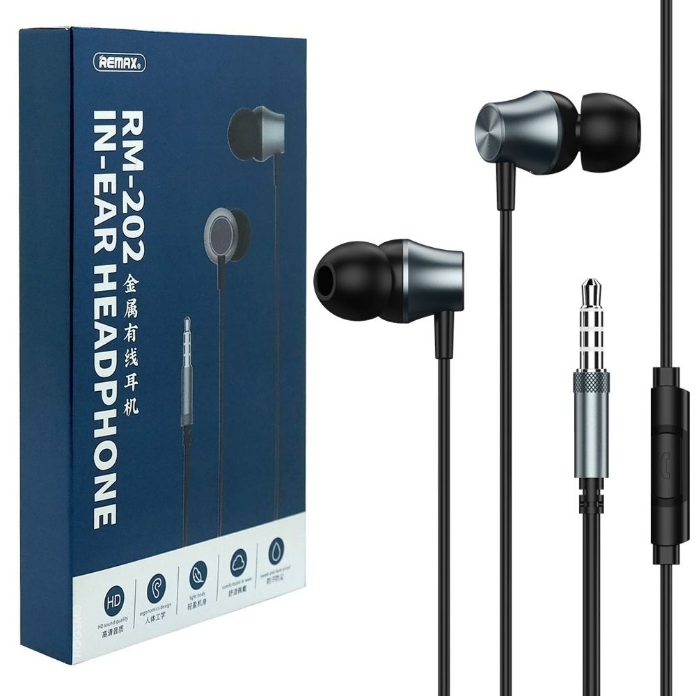 Remax Deep Bass | Dokanałowe Słuchawki Przewodowe z Pilotem i Mikrofonem | Jack 3.5mm