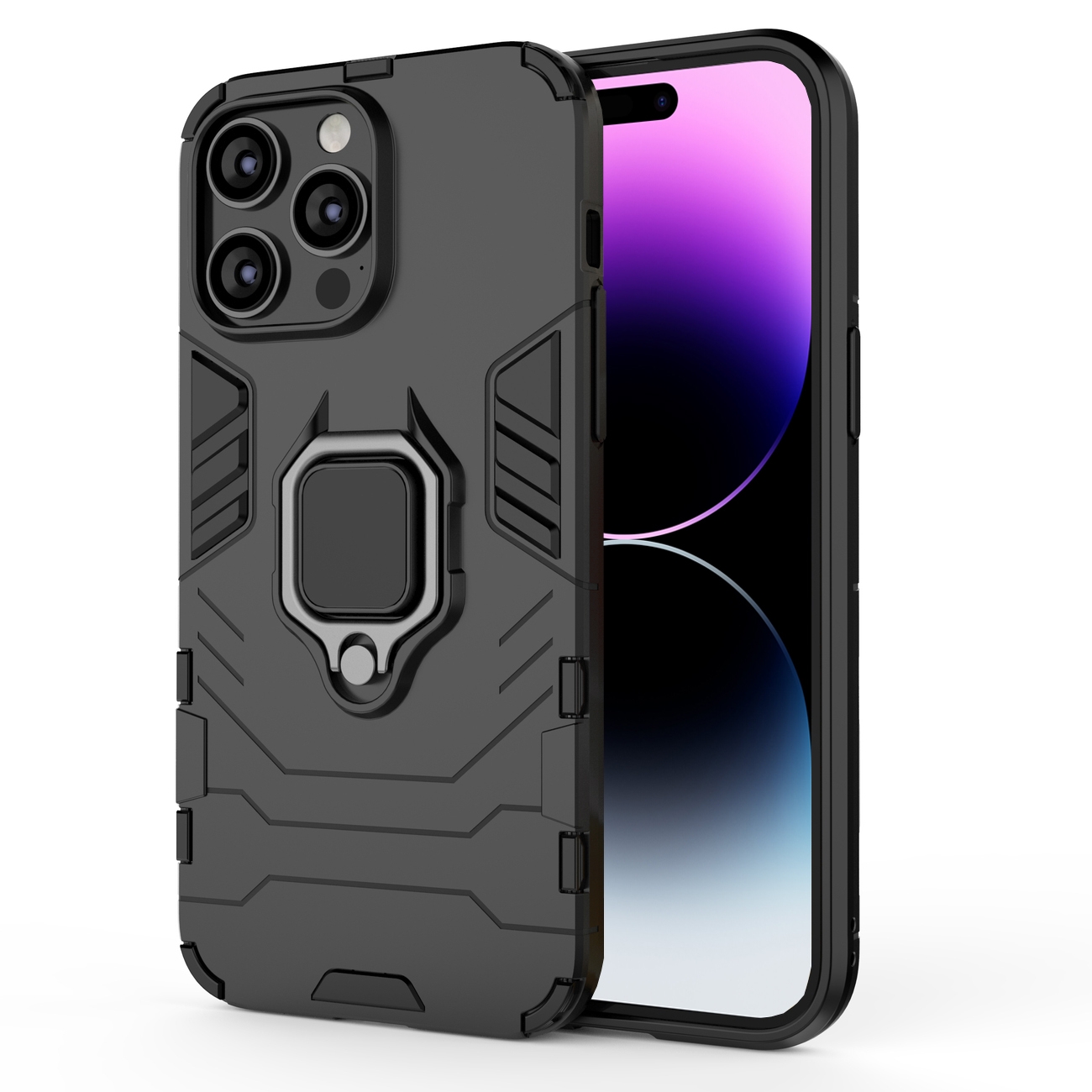 Hybrydowe Etui Armor Ring | Czarne do Apple iPhone 14 Pro Max