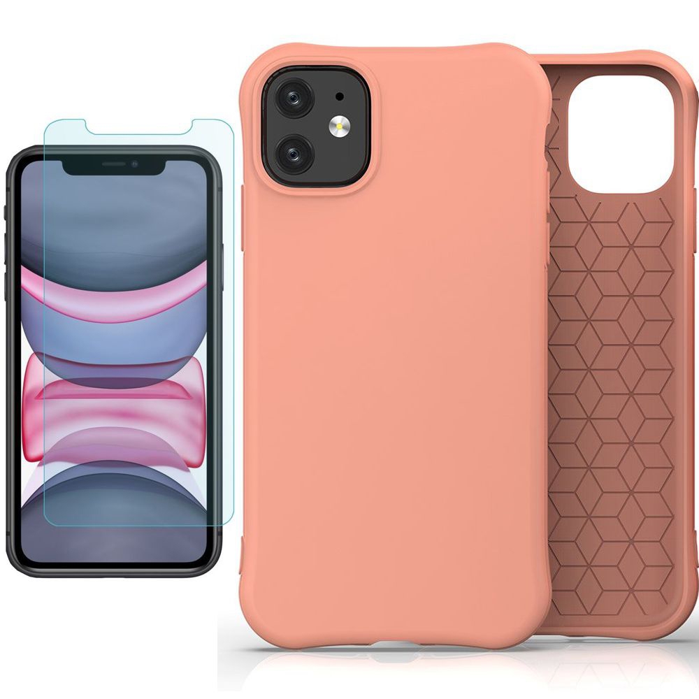 Etui Silicone Color Case | Peach + SZKŁO do Apple iPhone 11