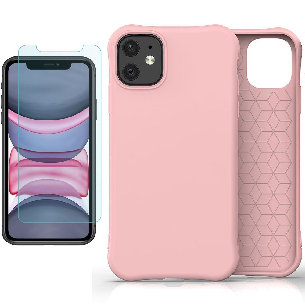 Etui Silicone Color Case | Pink + SZKŁO do Apple iPhone 11