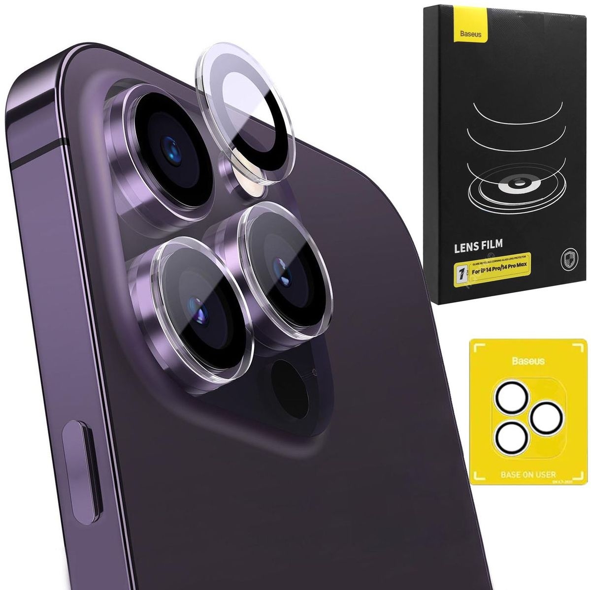 Baseus Lens Film | Osłona Szkło na Aparat | Czarne do Apple iPhone 14 Pro / Pro Max