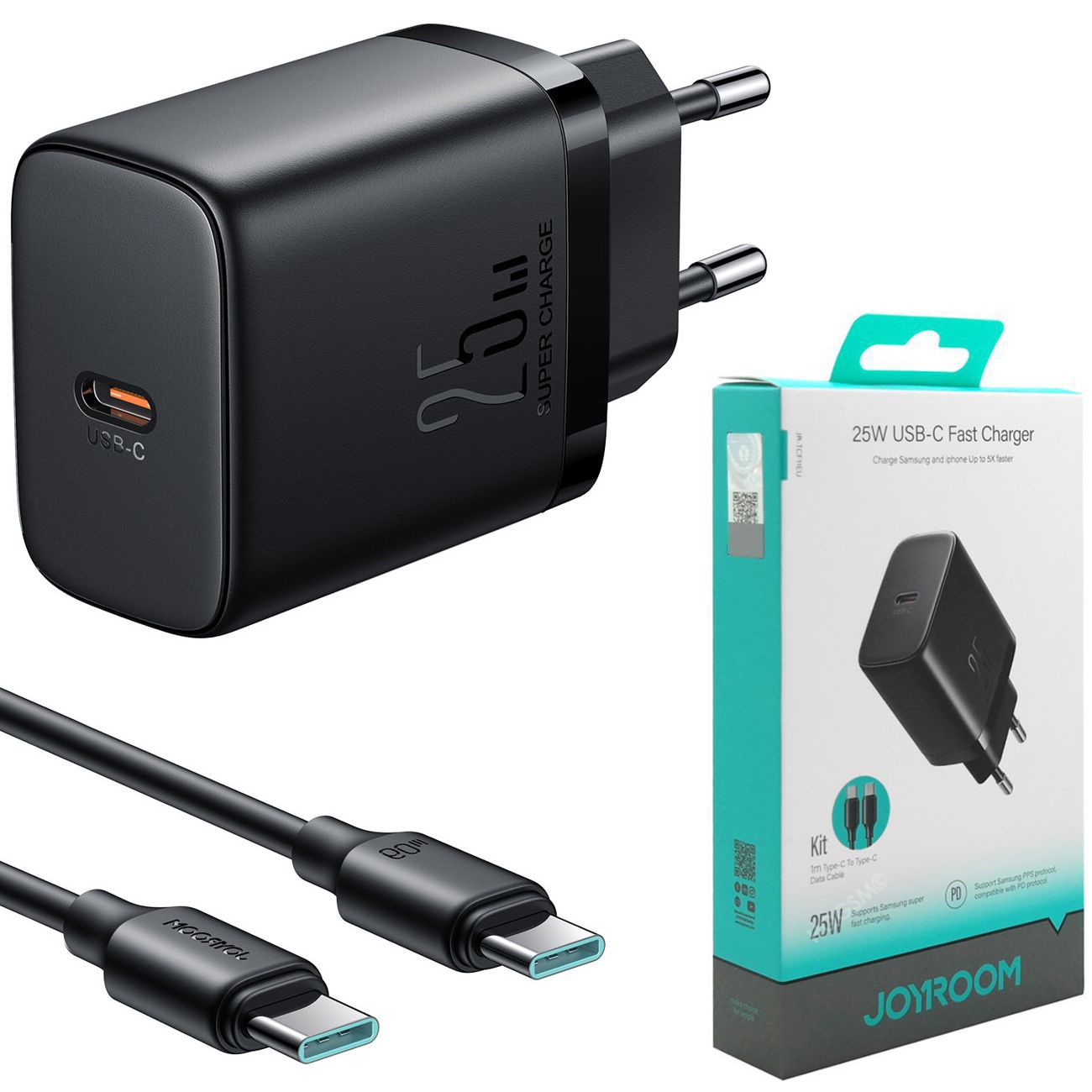 Joyroom | Ładowarka Sieciowa USB-C PD PPS SFC 25W + Kabel USB-C