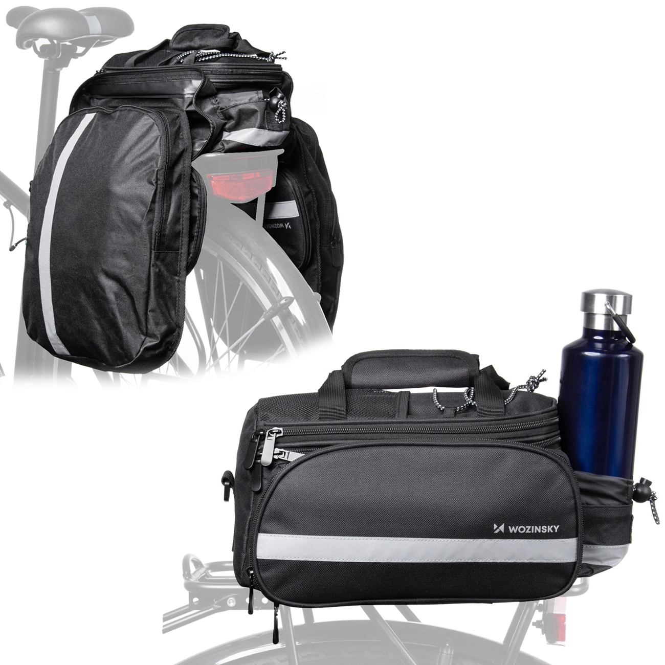 Sakwa Rowerowa na Bagażnik | Torba na Rower + Pokrowiec Przeciwdeszczowy | 27l