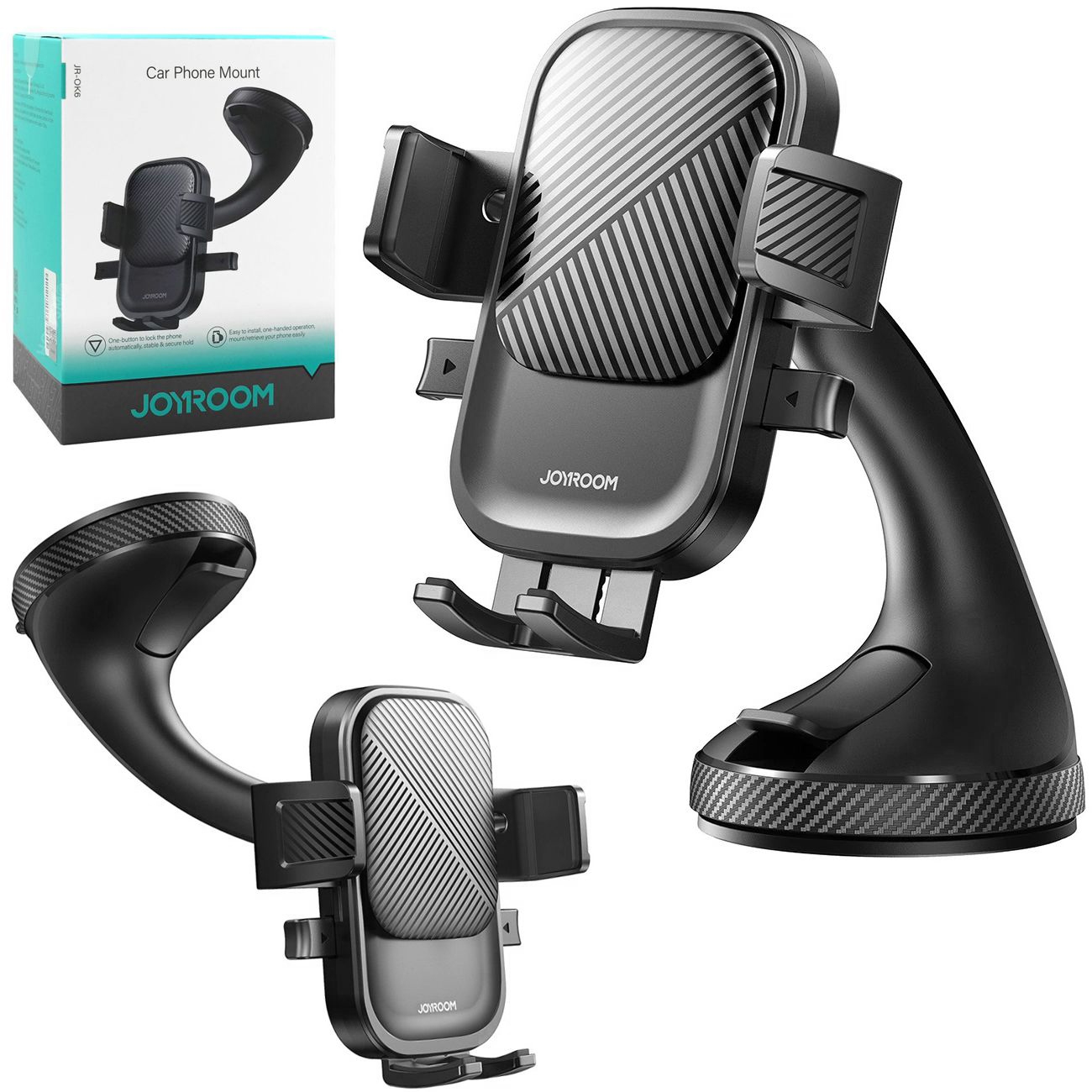 Joyroom | Uniwersalny Uchwyt Samochodowy na Telefon | Do Deski i Szyby z Automatycznym Zamykaniem