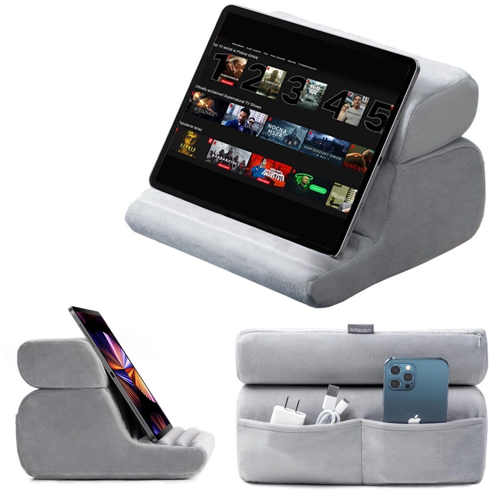UGreen | Welurowa Podstawka Poduszka Stojak na Tablet | Szara