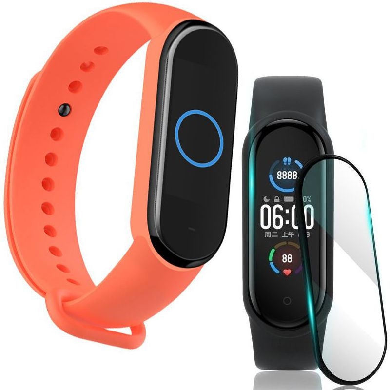 Sportowy Pasek Silikonowy | Koralowy + SZKŁO do Xiaomi Mi Band 5