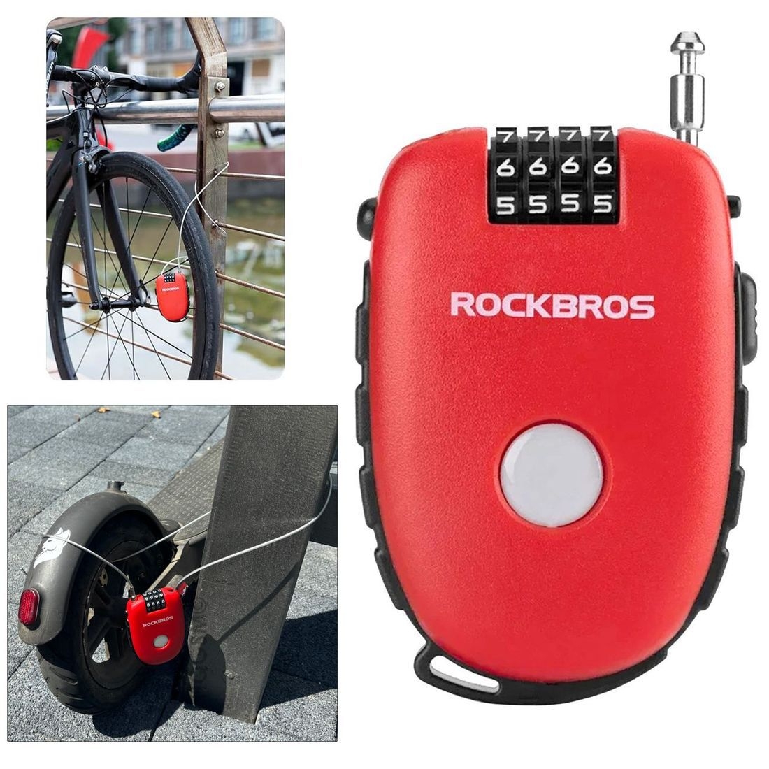 Rockbros | Zapięcie Rowerowe Linka Zwijana na Kod Szyfr | 94cm