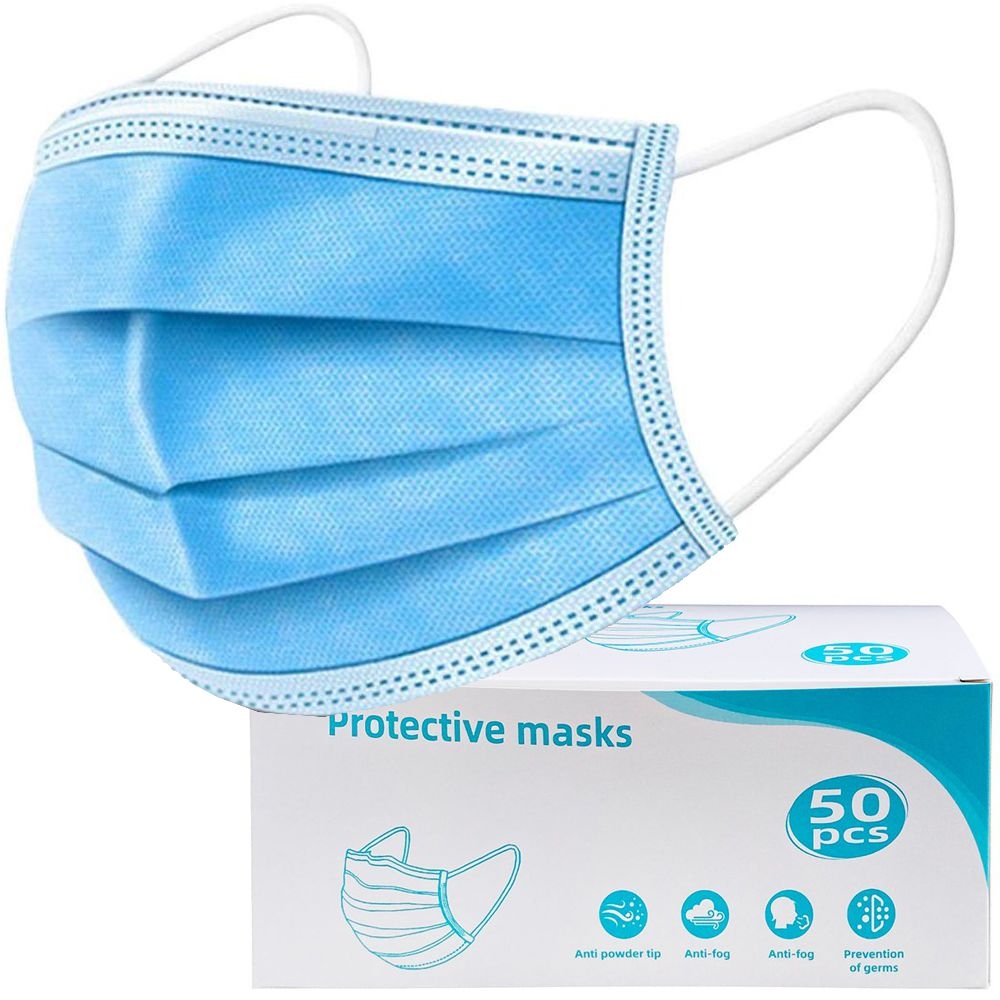 Jednorazowa Maseczka Maska Ochronna na Twarz | 3 warstwy | 50szt