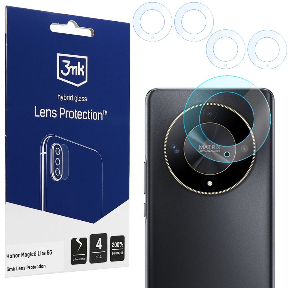 4x 3mk Lens Protection | Szkło Hybrydowe na Obiektyw Aparat do Honor Magic 6 Lite 5G