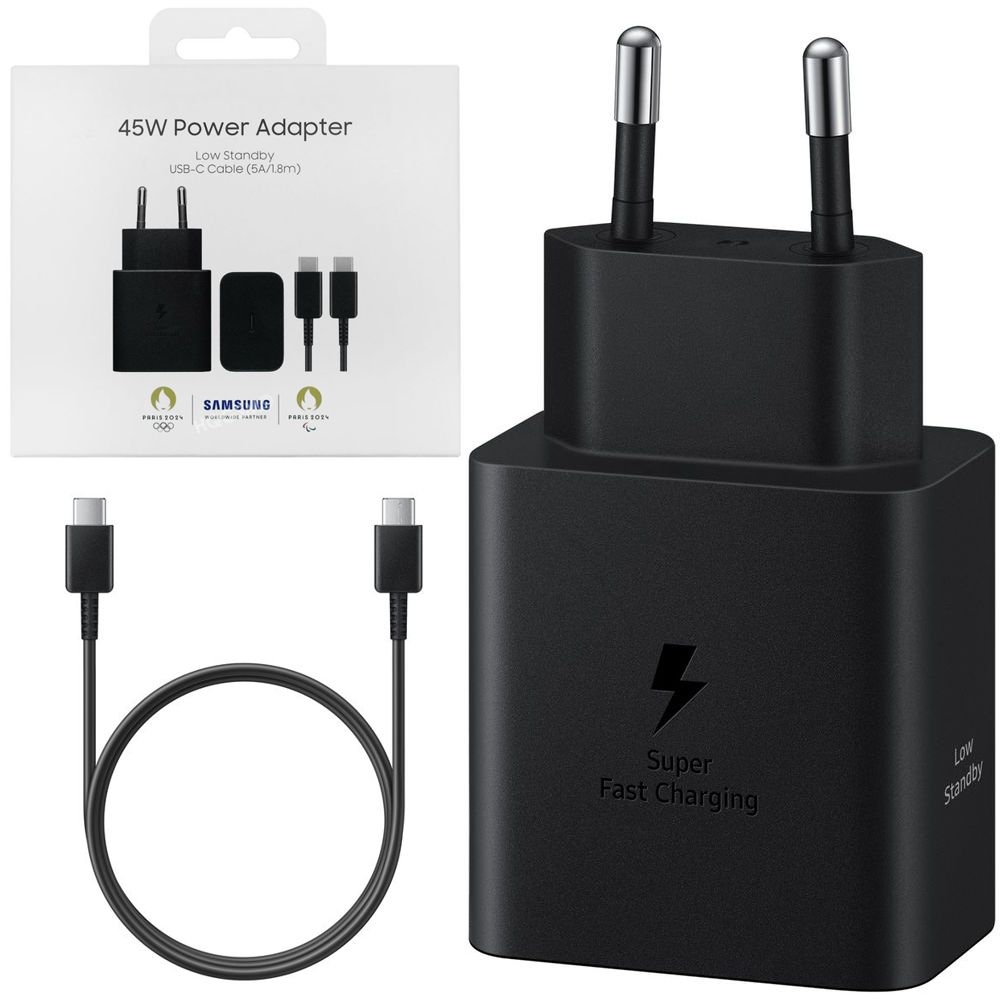 Samsung 45W Power Adapter | Oryginalna Ładowarka USB-C 45W SFC2.0 | Czarna + Kabel 1.8m