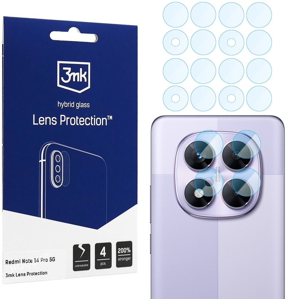 4x 3mk Lens Protection | Szkło Hybrydowe na Obiektyw Aparat do Xiaomi Redmi Note 14 Pro 5G
