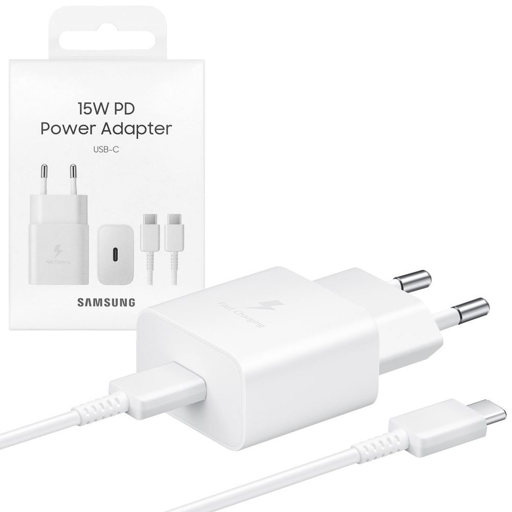Samsung PD Power Adapter 15W Fast Charging | Oryginalna Ładowarka Sieciowa USB-C + Kabel USB-C