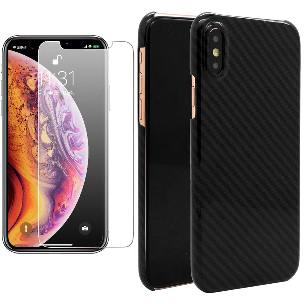 Apple iPhone Xs | Oryginalne Etui 100% Carbon Fiber + SZKŁO