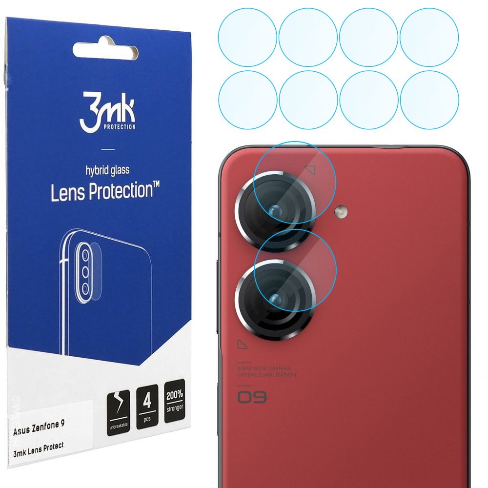 4x 3mk Lens Protection | Szkło Ochronne na Obiektyw Aparat do Asus Zenfone 9