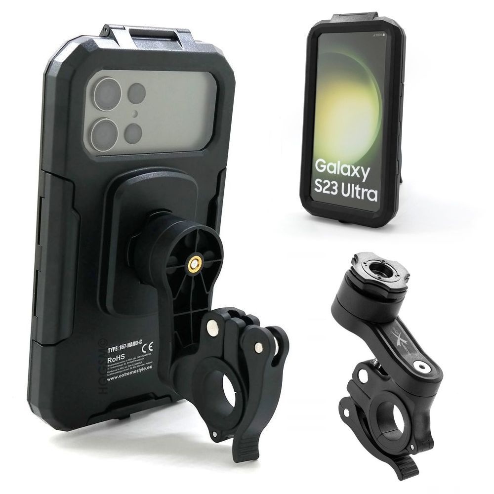 QUICK LOCK | Pancerne Etui + Uchwyt Motocyklowy Rowerowy z Amortyzatorem | Typ C