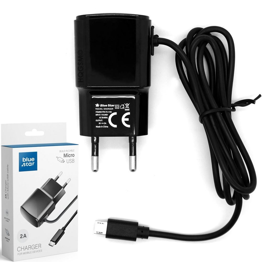 Ładowarka Sieciowa microUSB 120cm | Czarna