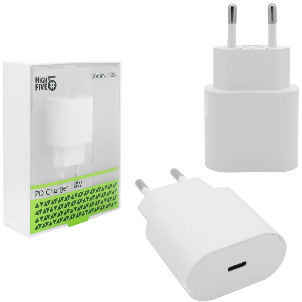 High Five | Mini Ładowarka Sieciowa USB-C PD 18W | Biała