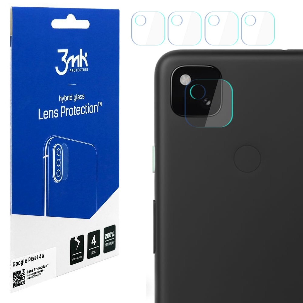 3mk Lens Protection | Szkło Ochronne na Obiektyw Aparat | 4szt do Google Pixel 4a