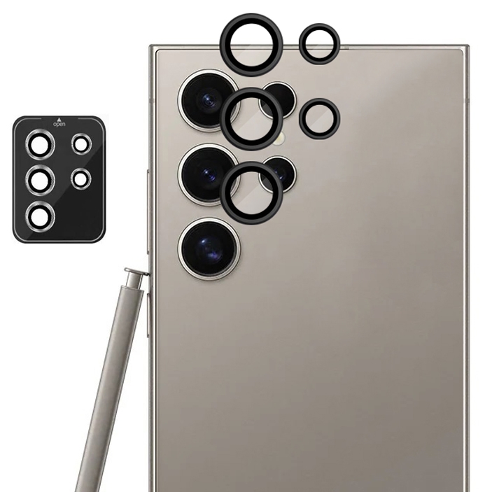 CamRing | Szkło na Aparat + Ramka Montażowa | Black do Samsung Galaxy S24 Ultra