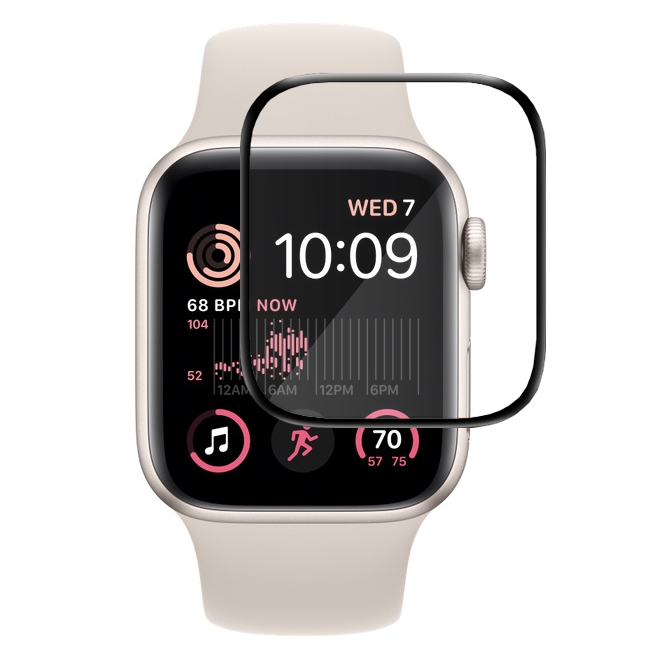 Szkło Hybrydowe | FULL COVER | Czarne do Apple Watch SE 40mm 2gen