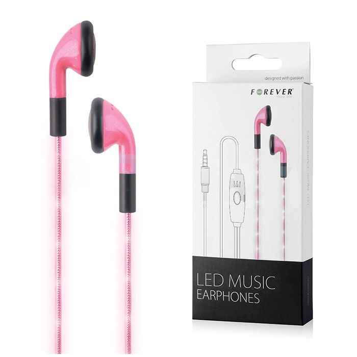 Forever | Aktywne Świecące Słuchawki LED | Różowe