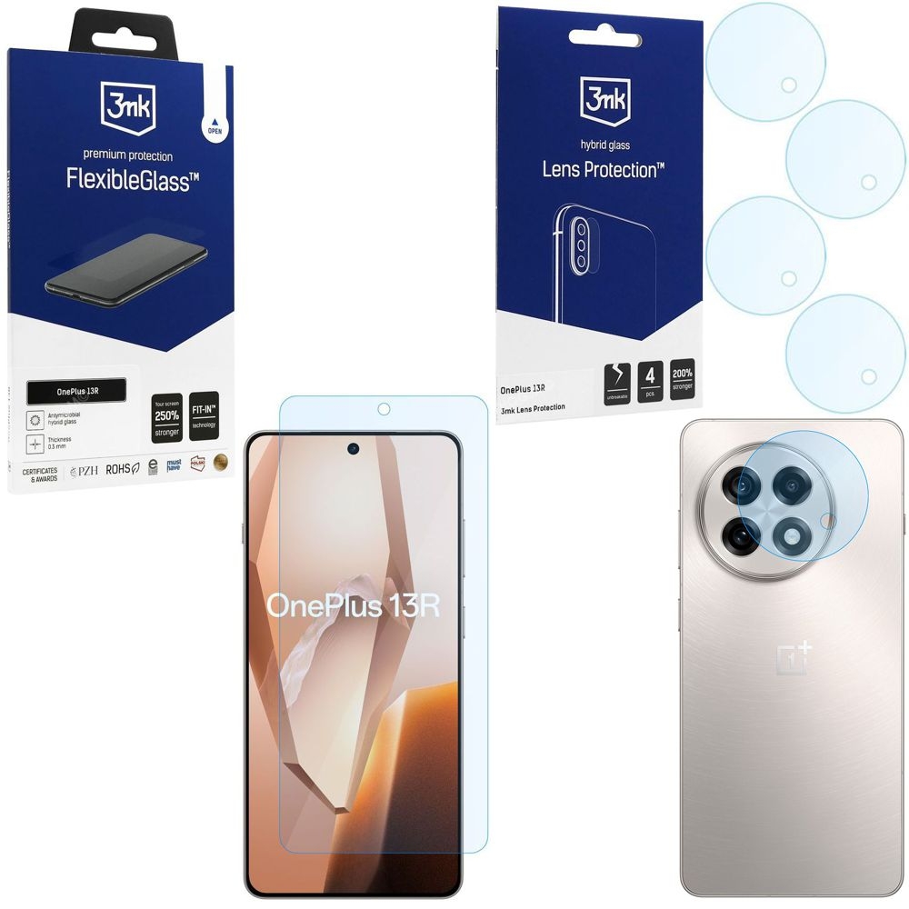 SZKŁO 3mk Flexible Glass + 4x APARAT Lens Protection do OnePlus 13R