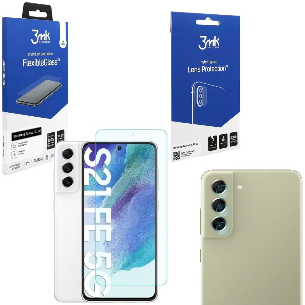 SZKŁO 3mk Flexible Glass + Lens Protection | 4szt do Samsung Galaxy S21 FE 5G