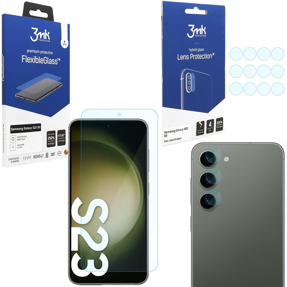 SZKŁO 3mk Flexible Glass + 4x Lens Protection do Samsung Galaxy S23 |