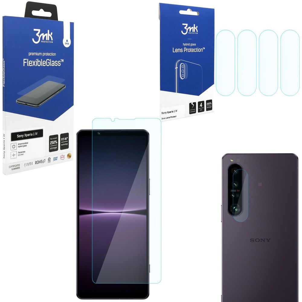 SZKŁO 3mk Flexible Glass + Lens Protection | 4szt do Sony Xperia 1 IV