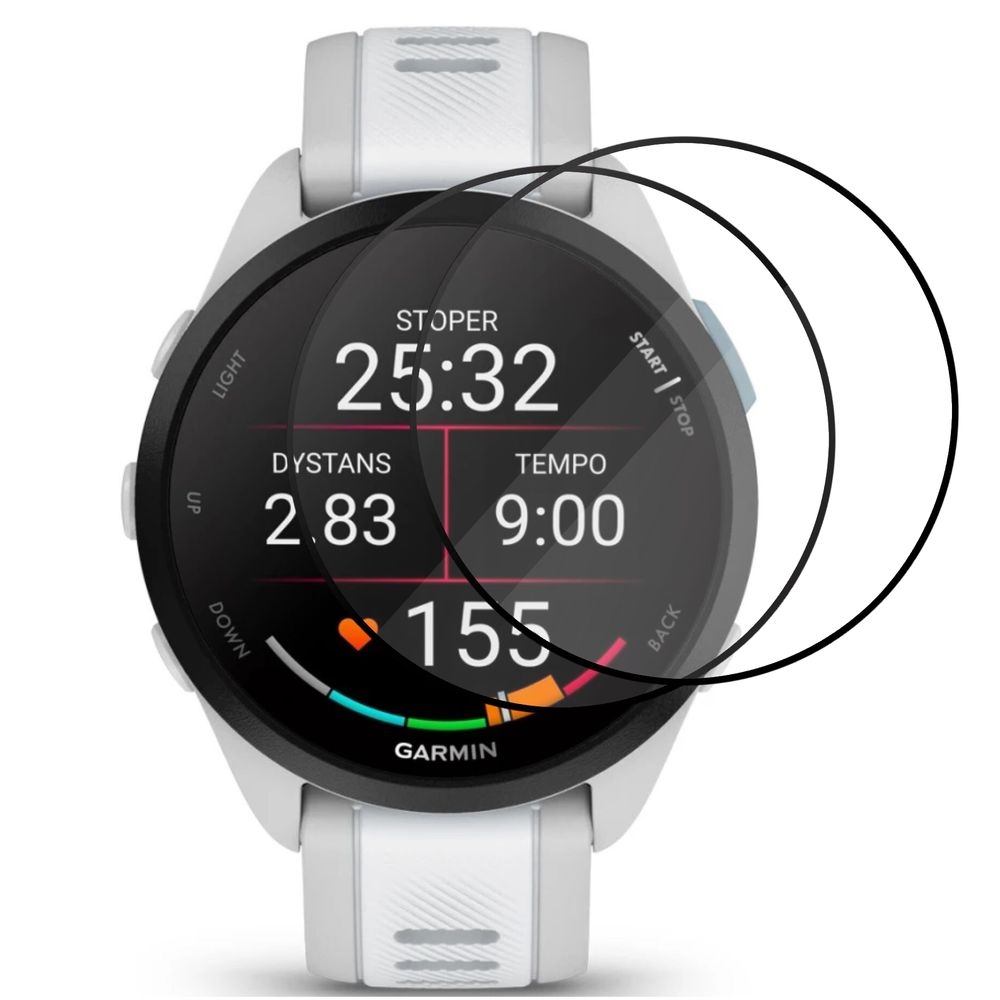 2x Szkło Hybrydowe | FULL COVER | Czarne do Garmin Forerunner 165