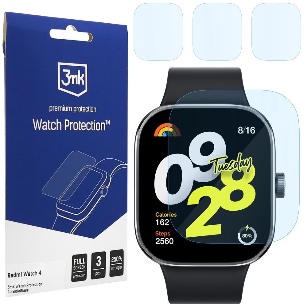 3x Szkło Hybrydowe 3mk Watch Protection do Xiaomi Redmi Watch 4