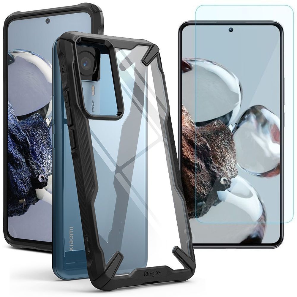 Etui RINGKE Fusion X | Black + SZKŁO do Xiaomi 12T / Pro
